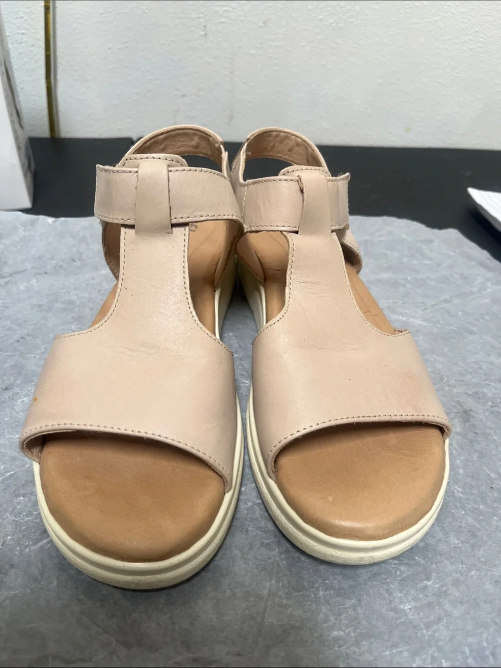 Flexi Beige T-Strap Comfort Sandals
